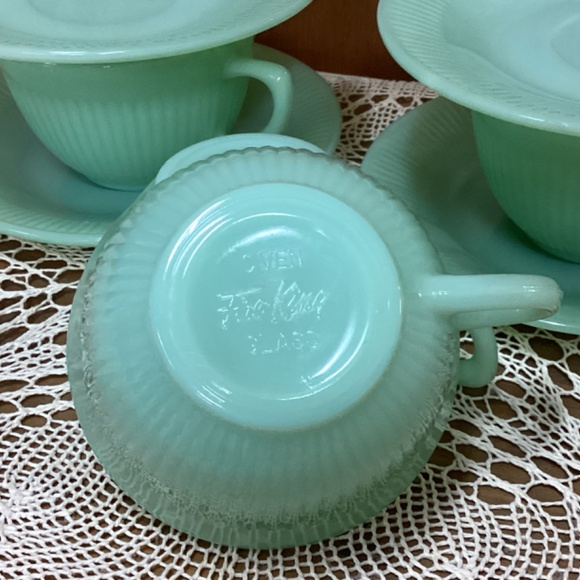 Fire King Jadeite Tea Cup & Saucer (set of 4) - Picture 3 of 7